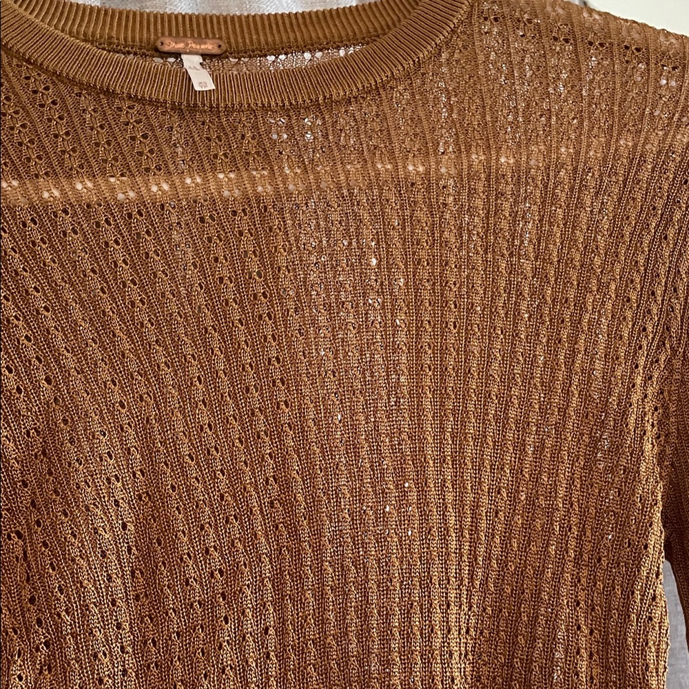 Free People Brown Ribbed Long-Sleeve Knit Top - Picture 3 of 3